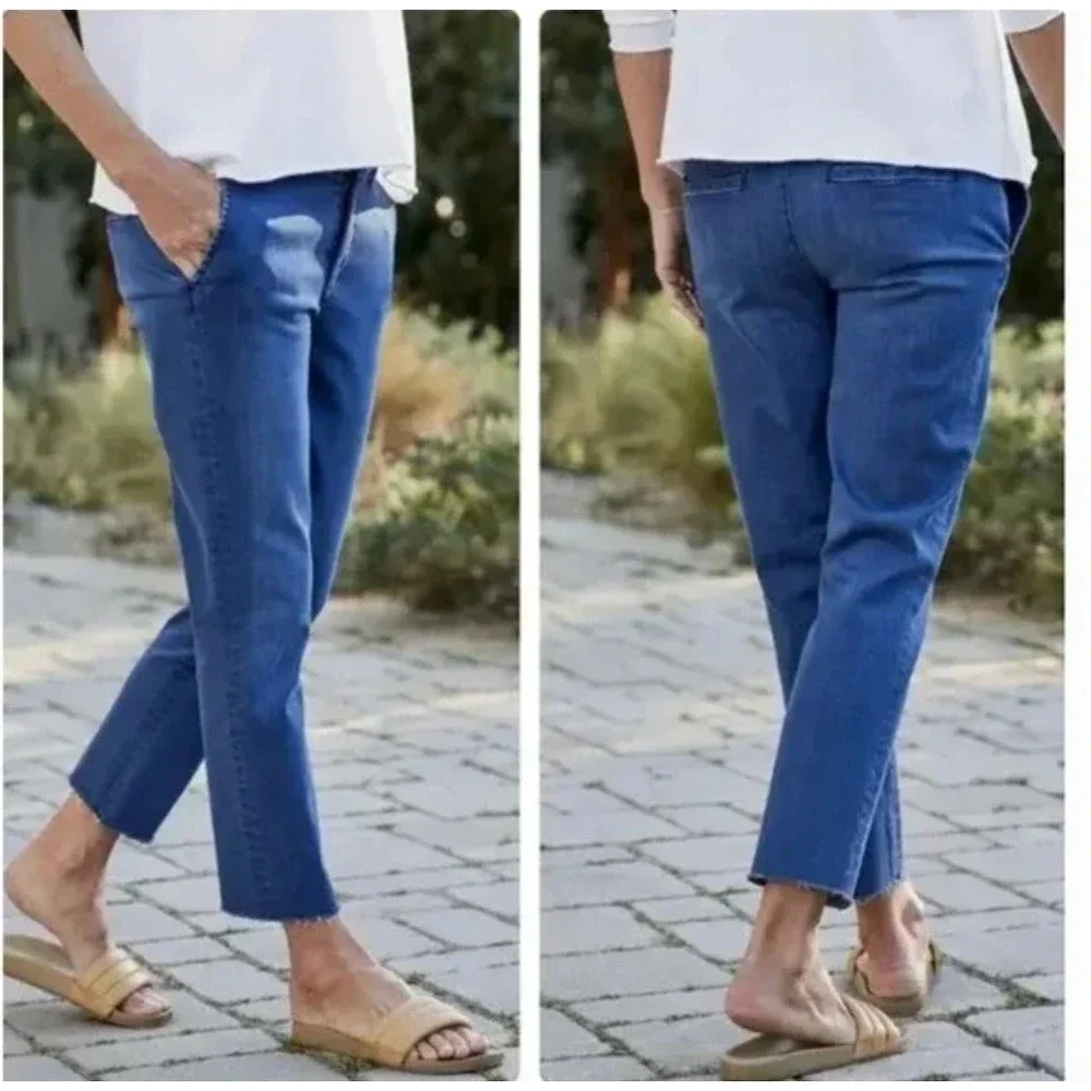 Frank & Eileen Wickow Italian‎ Performance Denim Chino Pants Blue Size 2
